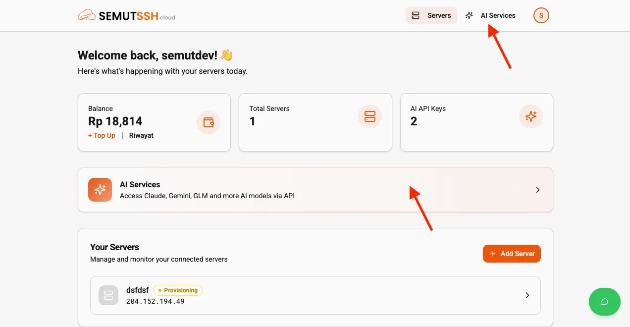 Pilih Menu AI Service