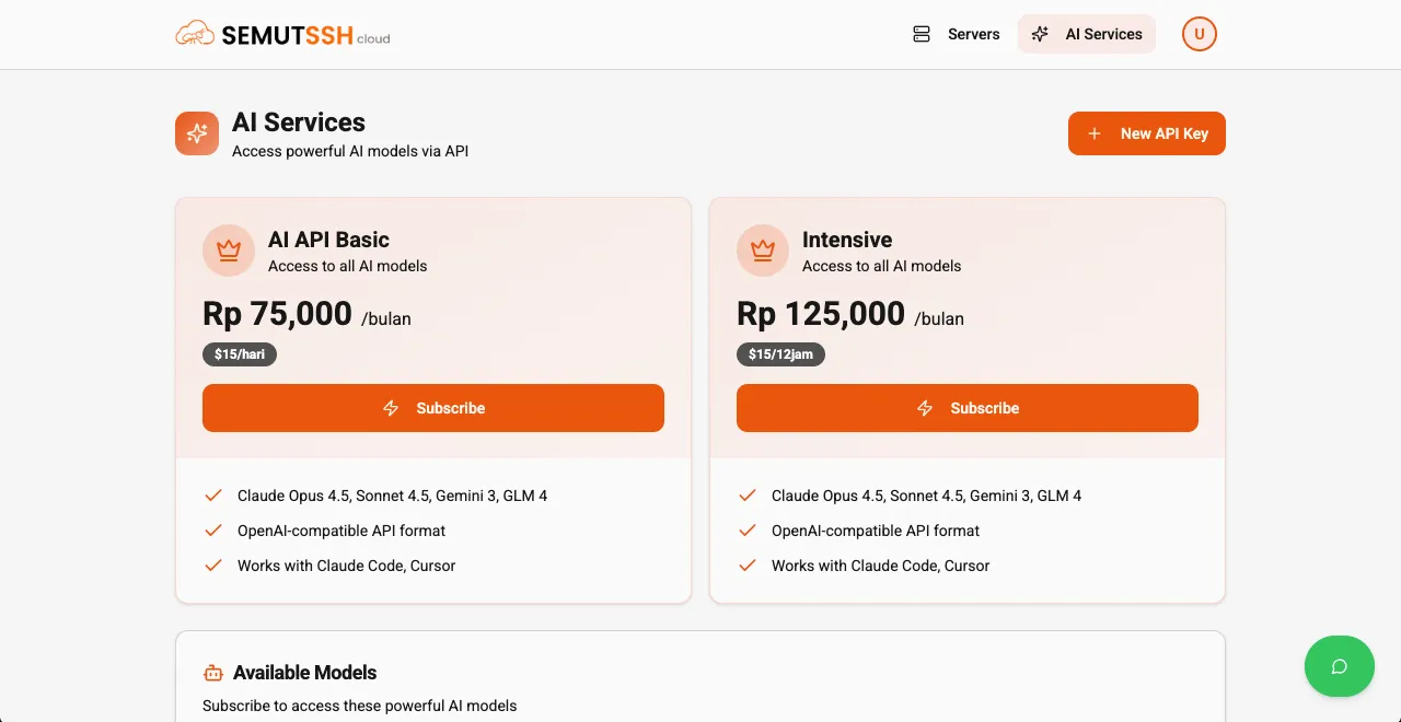 Pilih Menu AI Service